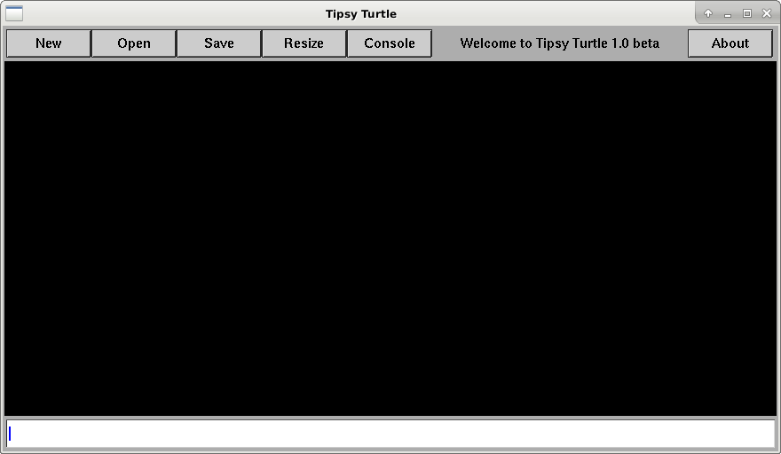 Screenshot of an application window with an old-school user interface from the 1990s. At the bottom is a (blank) command line.